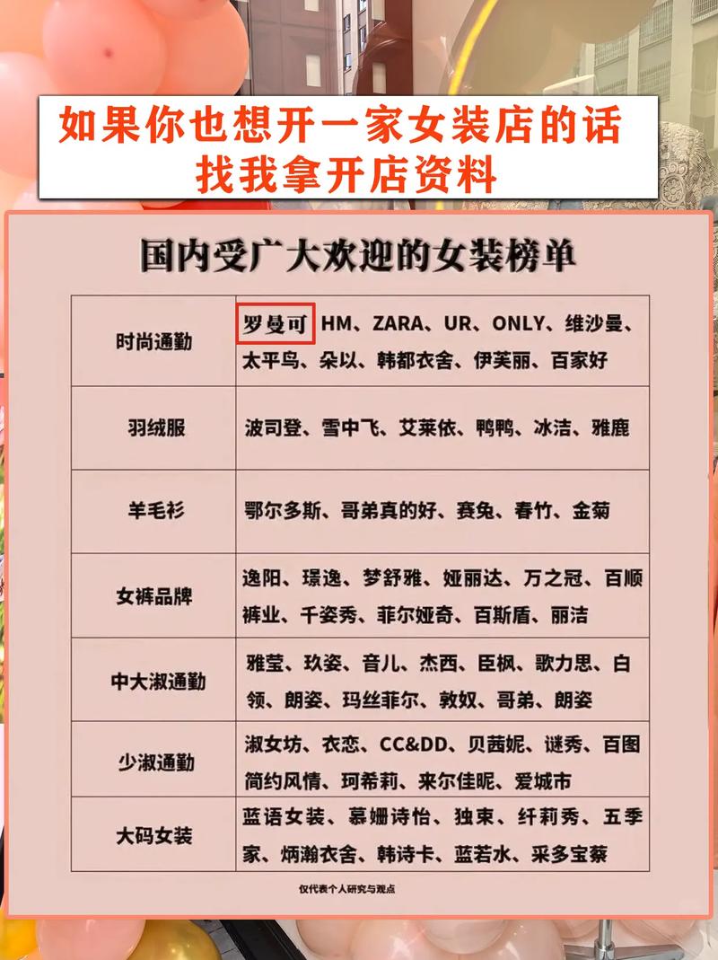 服装加盟女装有哪些